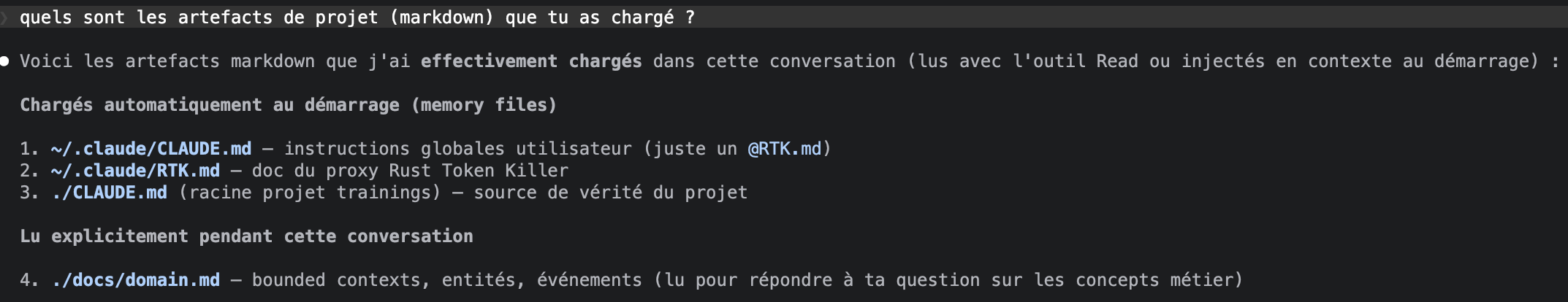 Liste des fichiers chargés